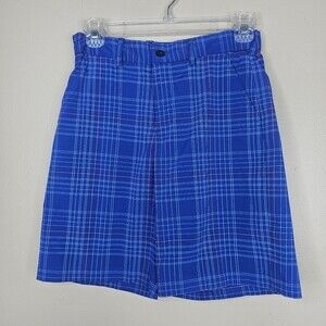 Slazenger Shorts Boys Youth medium Blue plaid Golf Adjustable Waist